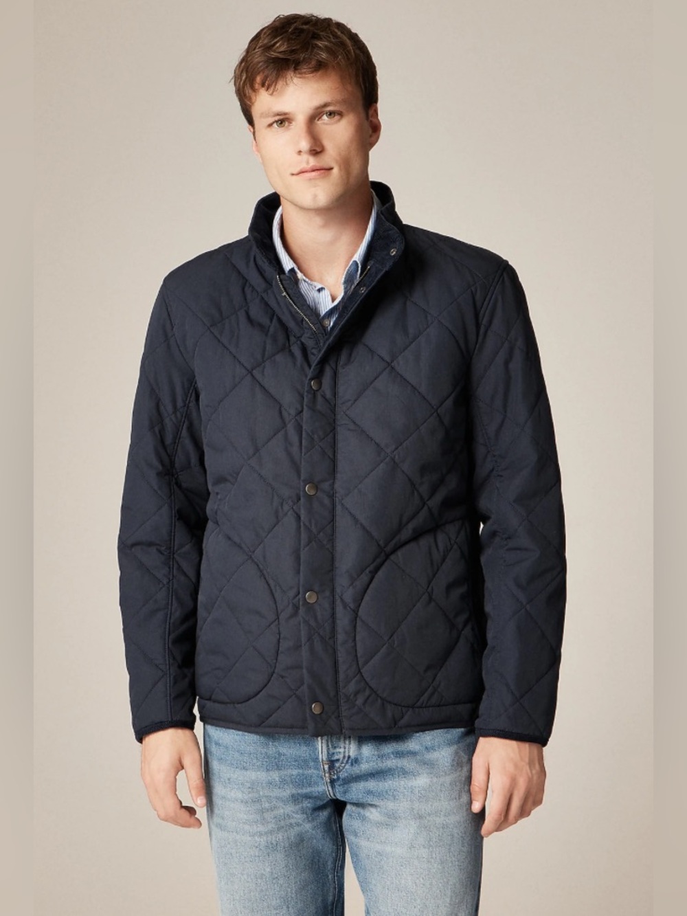 J. Crew Sussex Quilted Jacket with PrimaLoft® Black Men’s Medium Corduroy Fall